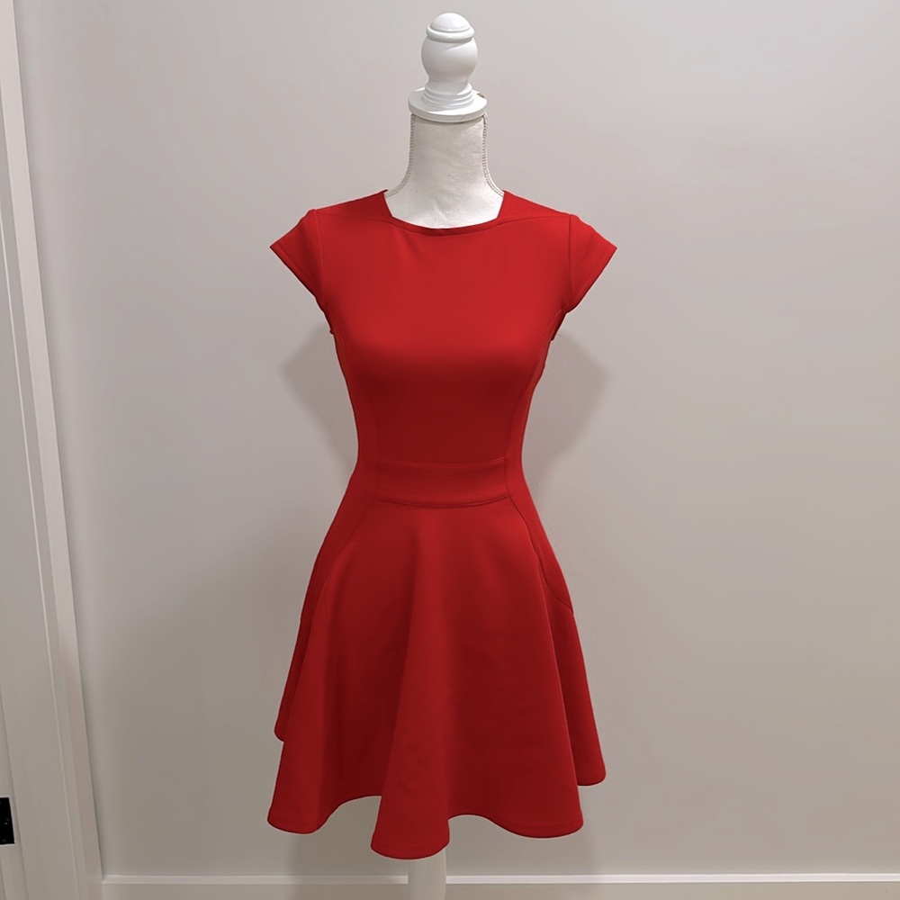 Ted Baker Red A line Cap Sleeve Dress